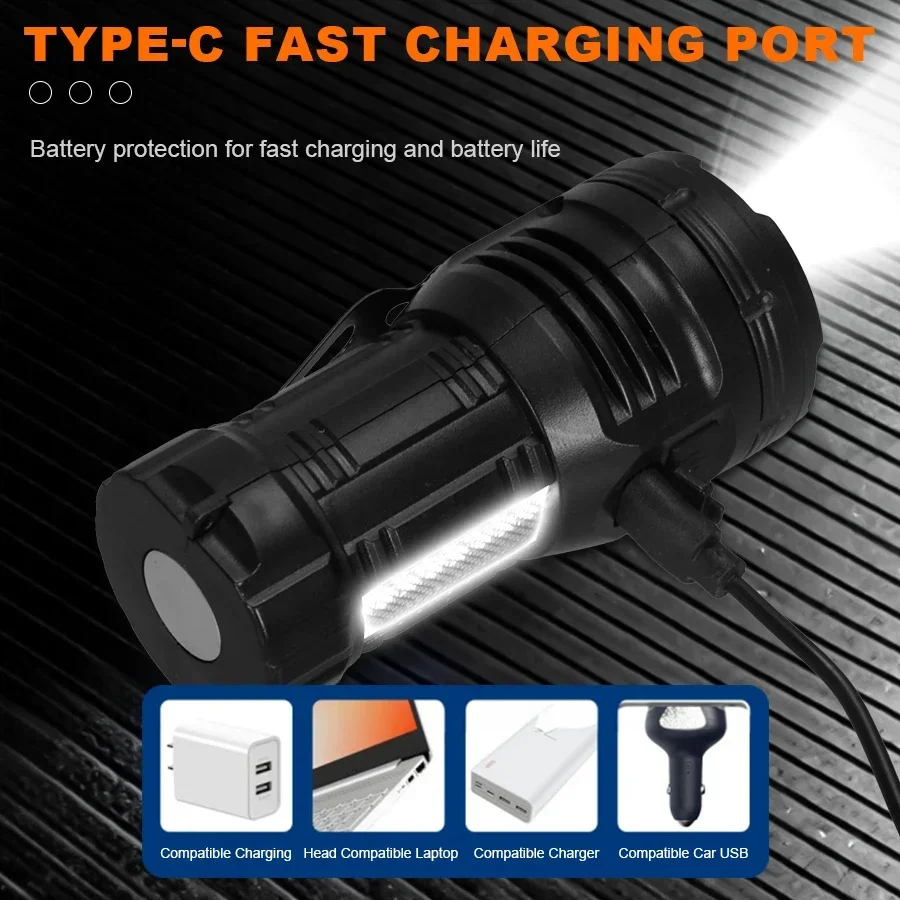 Powerful 3/9LED Flashlights USB Rechargeable High-Lumen Handheld Torch with Pen Clip Outdoor Magnetic Work Light Lantern image 6