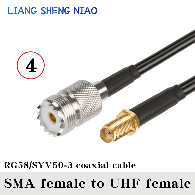 RG58 Cable UHF SO239 PL259 Female Jack to SMA Male Plug Connector RF Coaxial Straight uhf to sma to uhf plug cable 0.3m-30m