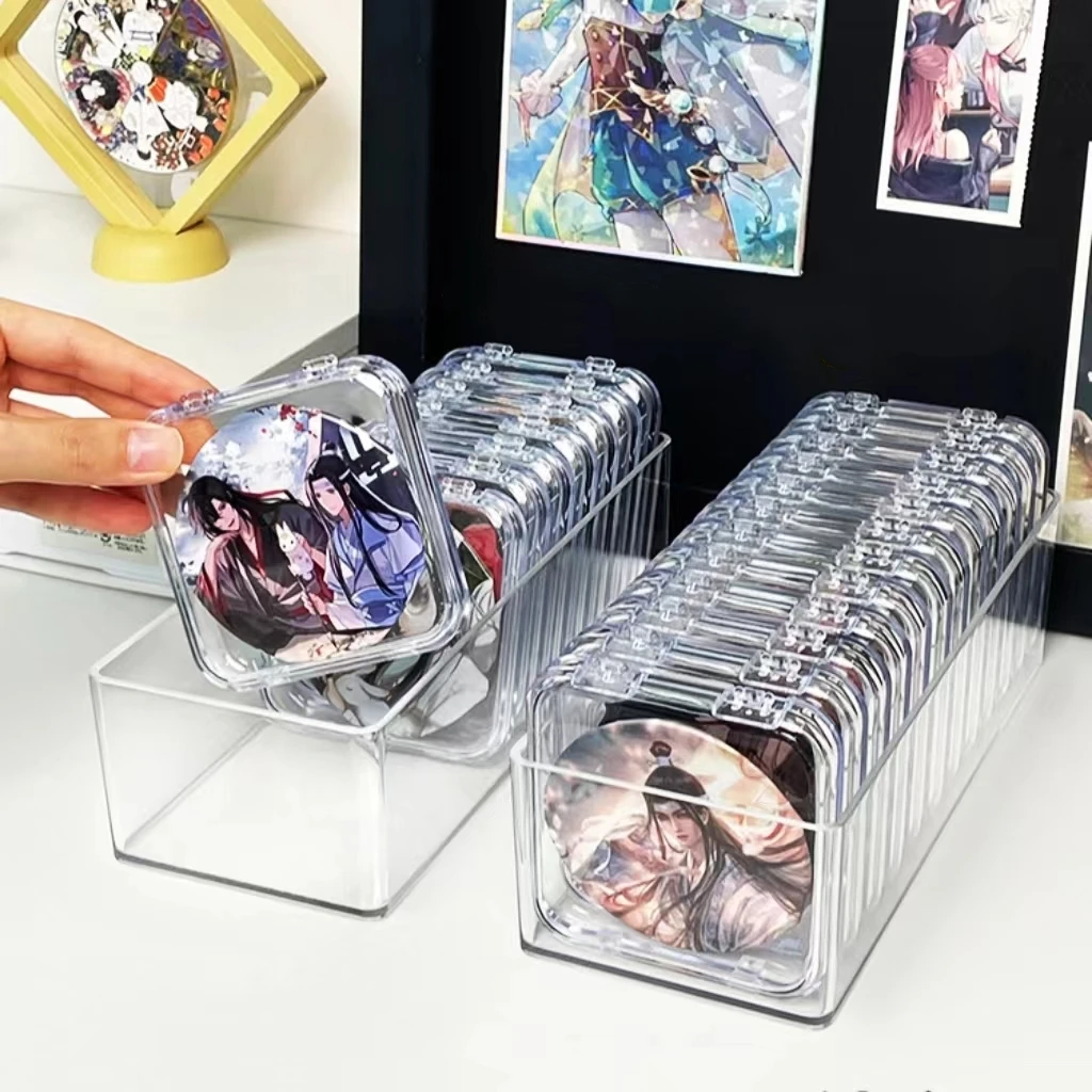 Anime Badge Storage Box Transparent Acrylic Seal  Protective Shell Badge Animation Periphery Display Stand  Badge Not Included