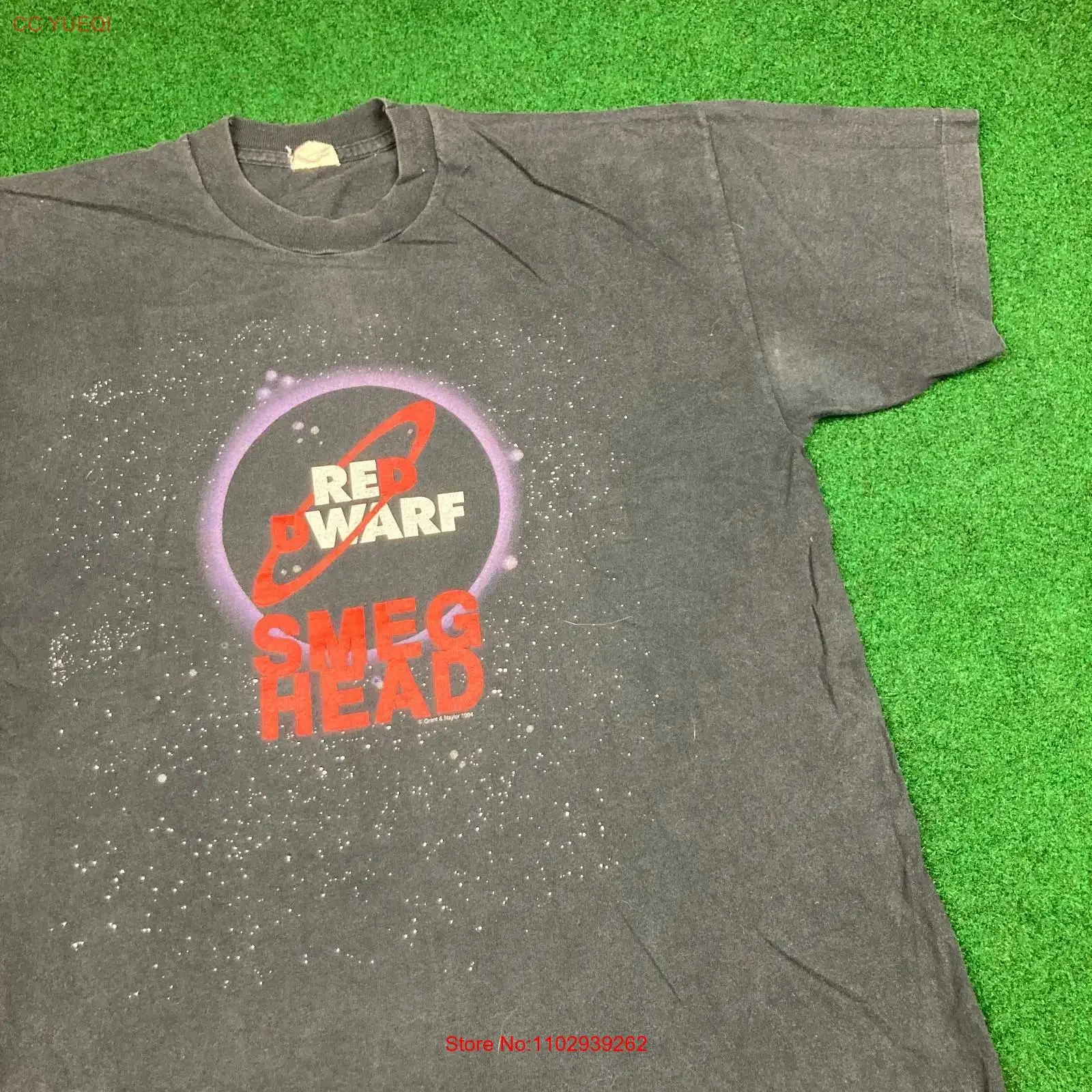 Camiseta vintage Red Dwarf para hombre, talla M, negra, 1994, Smeg Head, programa de televisión de ciencia ficción y comedia, estilo vintage de los años 90, ligeramente lavada, para uso diario.