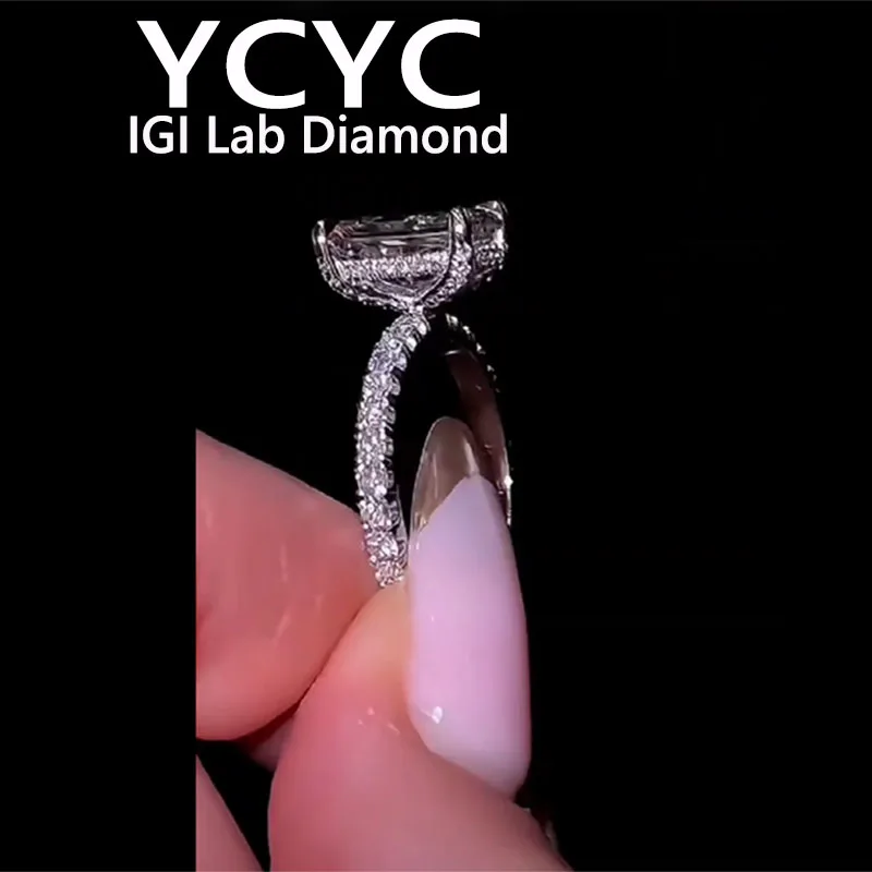 

Perfect Ring3 5 Ct Lab Grown Diamond Ring Real 10K White Gold Radiant Cut Diamond CVD HPHT DEF VS-VVS Wedding&engagement Ring