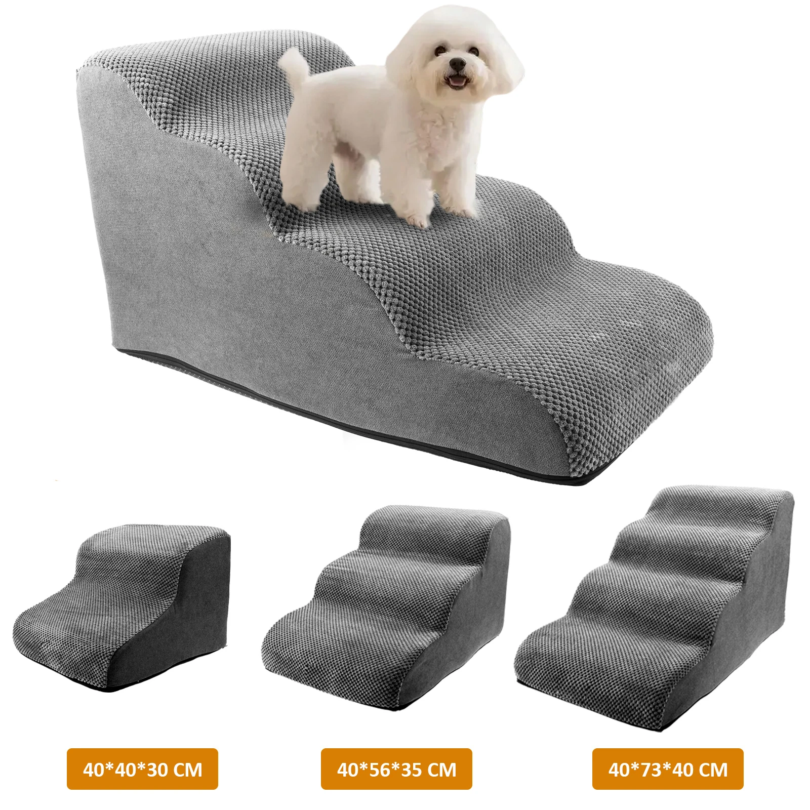 Rampa curvada para escaleras para perros, para camas altas, rampa de pana para mascotas, escaleras para perros pequeños y gatos, resistente al desgaste, suministros para mascotas