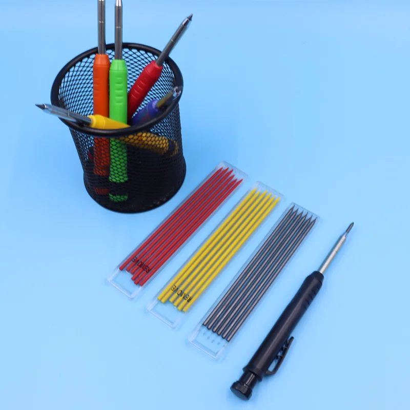 Imagem -05 - Carpenter Pencils Black Red Yellow Leads Construction For Cement Wood Metal 2.8 Mechanical Automatic Pencil Retractable Refill