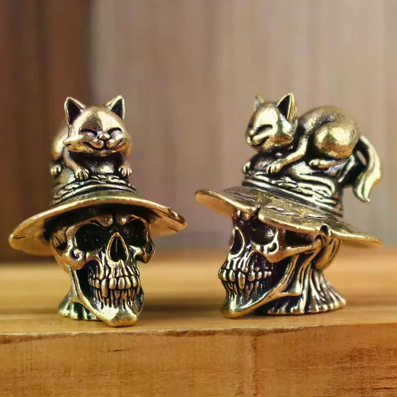 Office/Home Desk Embellishment; Brass Rose Cat Statue Tea Pet - Wonderful Valentine's Gift for Women and Cat Fanatics
