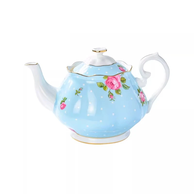 Polka Blue Rose Series Bone china kettle coffee pot teapot