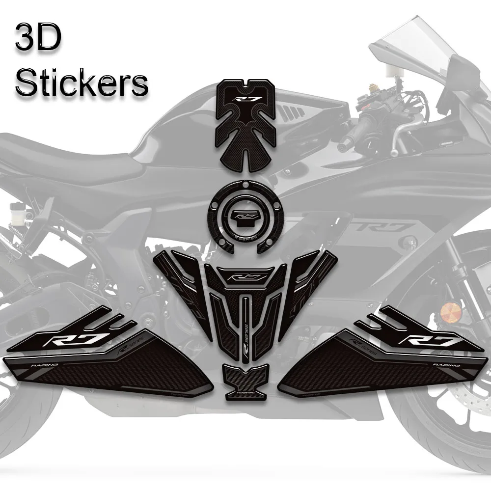 2017-2025 Motorcycle For Yamaha YZF-R7 YZFR7 YZF R7 Tank Pad TankPad Cap Grips Gas Fuel Kit Knee Stickers Decals Protection