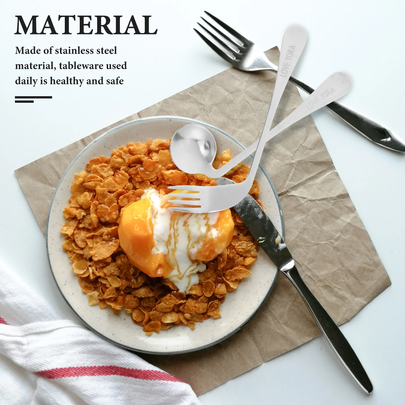 

1Set Angled Feeding Fork Spoon Stainless Steel Auxiliary Lightweight Ergonomic Tableware for Disabled Elderly Arthritis