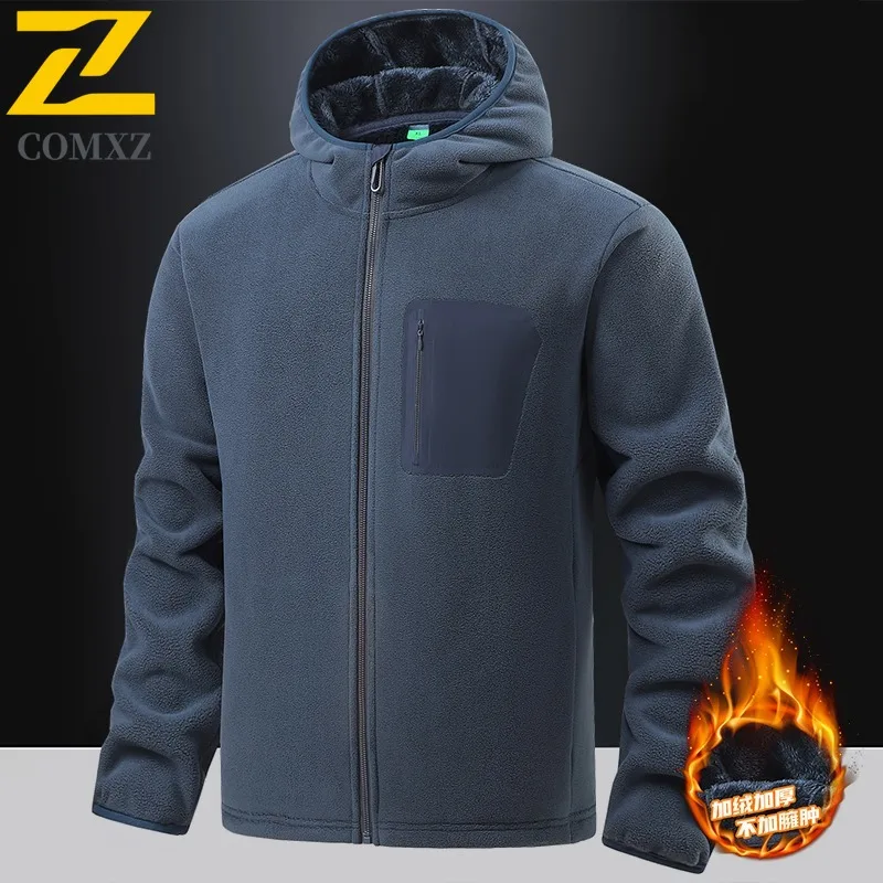 

COMXZ Hiking Travel Men Jacket Classic Hooded Collar Design Windproof Zipper Coat Street Style Lightweight Autumn New Outerwear