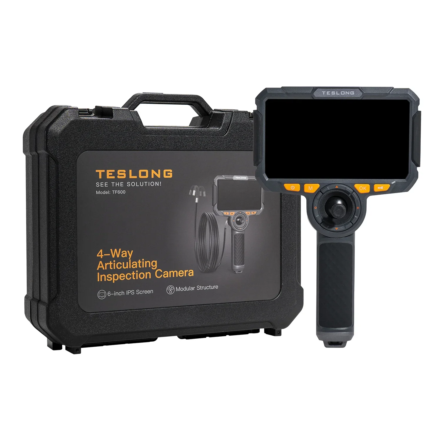 

TF600 Portable Pipelines Borescope 4-way 360° Articulating Dual Lens Inspection Camera 6.5mm Camera Head 1.55m Cable