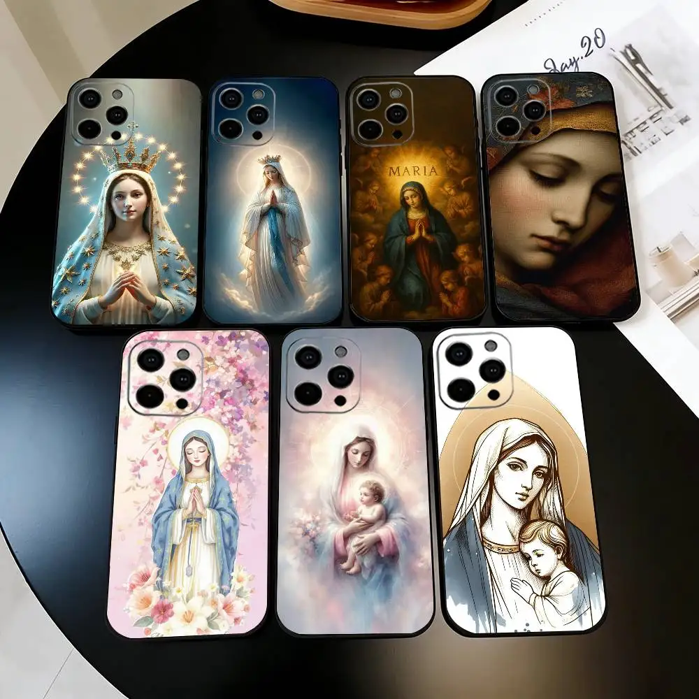 

Kind B-Blessed V-Virgin M-Mary Phone Case Silicone Soft For IPhone 17 16 15 14 13 12 11 X XR Plus Pro Max Plus