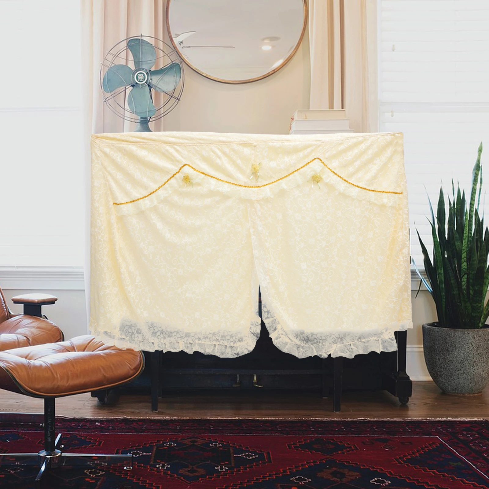 

Lace Piano Cover Romantic Beautiful Flowers Soft Material Protect Scratch Dust Hand Wash Triangle Keyboard Instrument