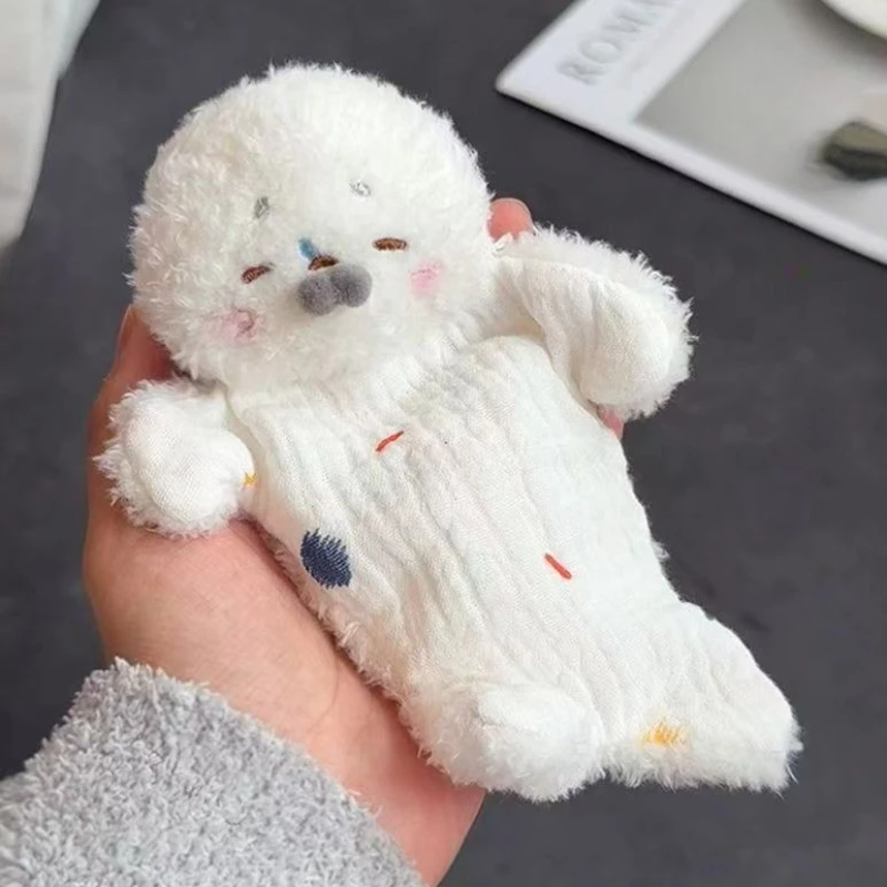 Creative Hanging Rope Bean Bag Seal Squeeze Toy Soothing Animal Stuffed Doll Squishy Toy for Girls Cute Woven Bag Fidget Toy