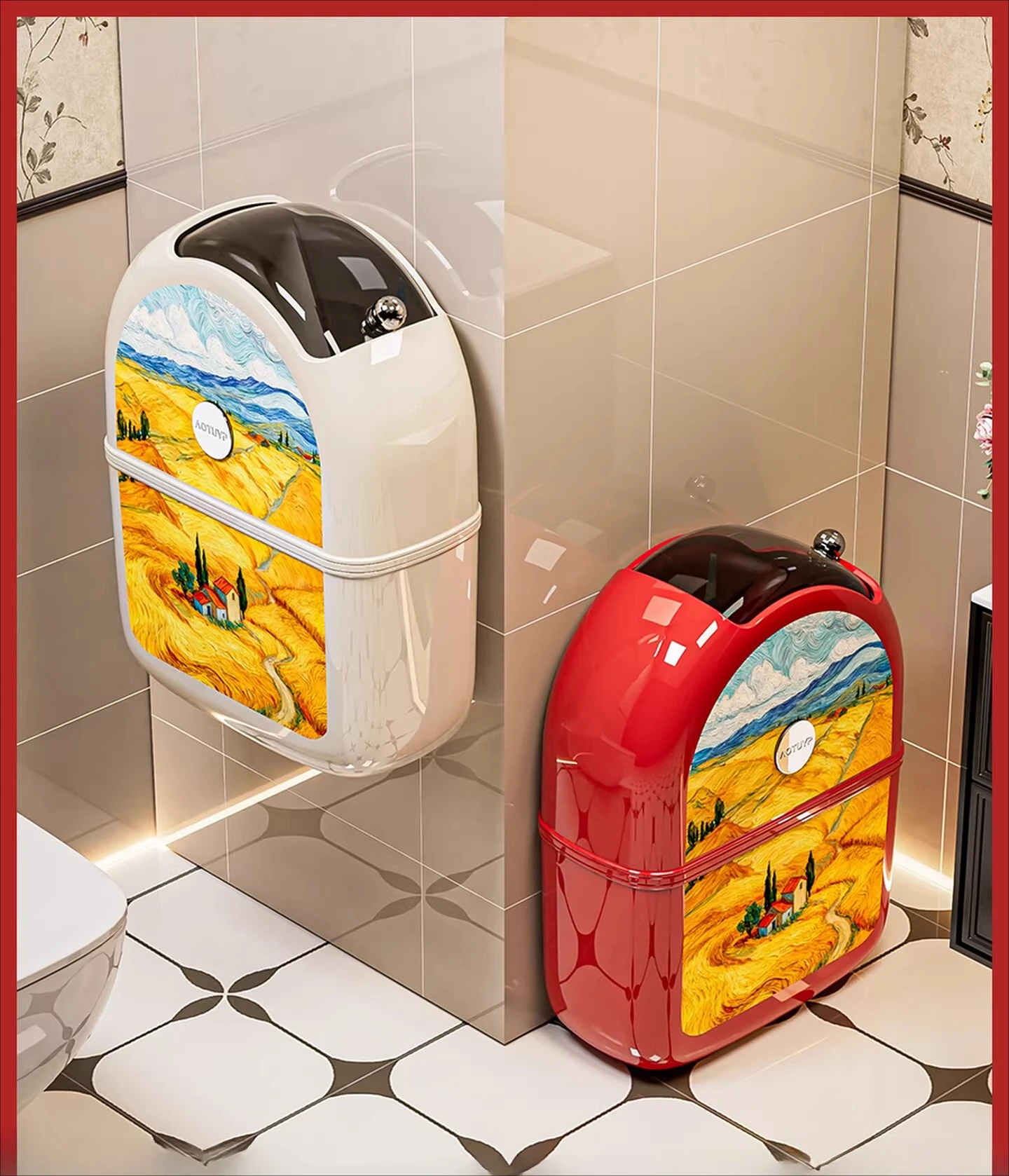 Bathroom trash bin, household toilet, wall mounted special with lid, large capacity kitchen, crevice paper basket