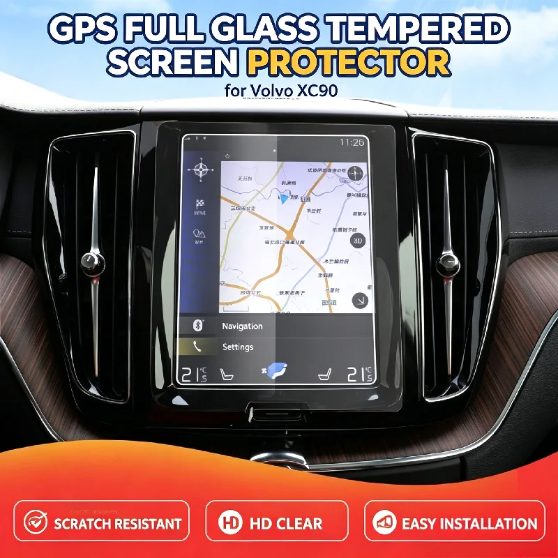 For 16-21 Volvo XC90 9-inch navigation screen full glass tempered film car center console screen anti-scratch protective film