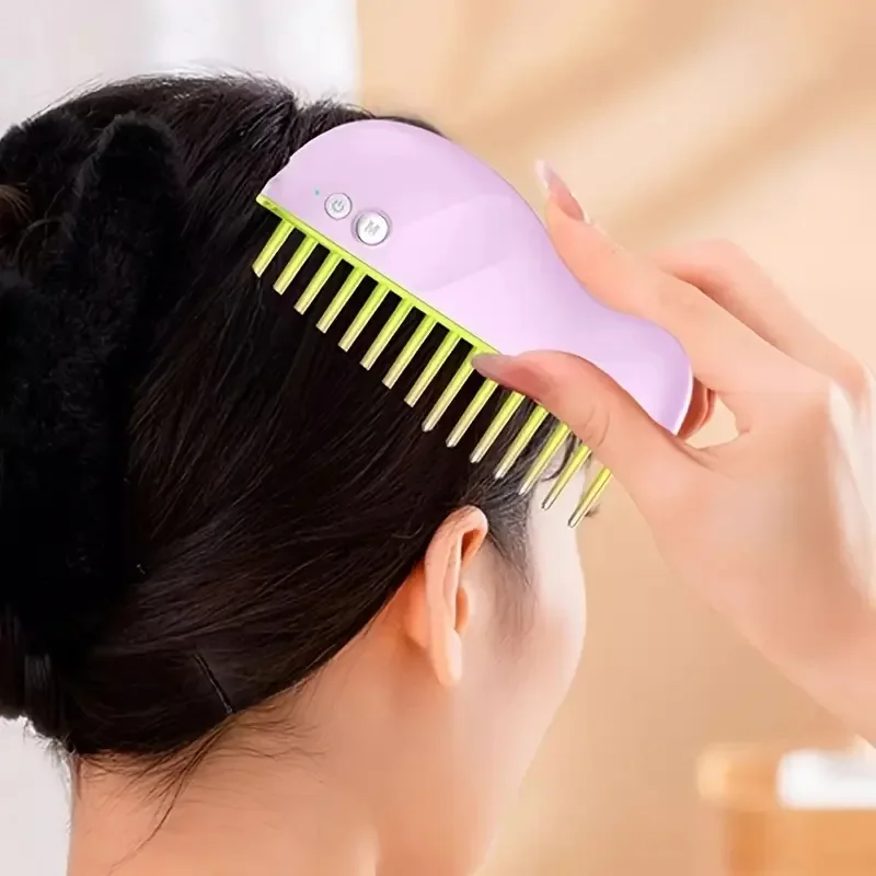 EMS Micro Electric Hair Care Comb Multi-function Meridian Red Blue Light AntiHair Loss High Frequency Vibration Scalp Massager