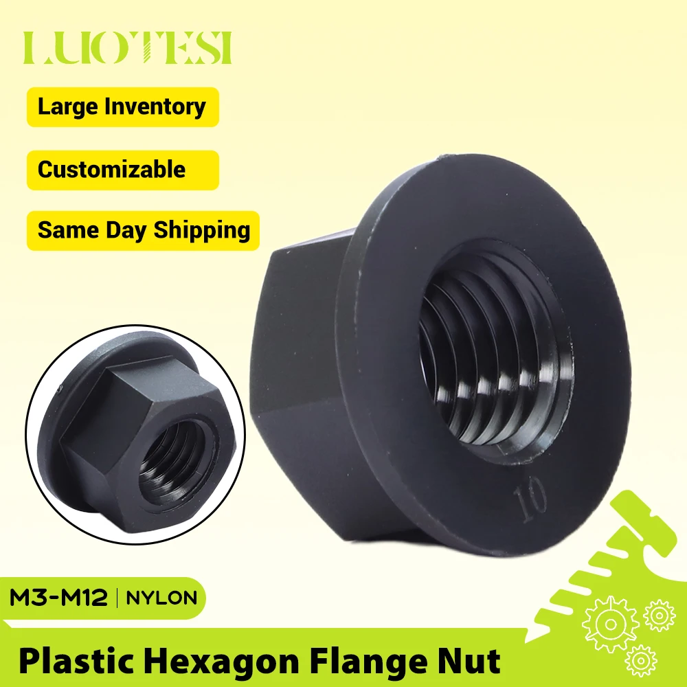 Hexagon Hex Head Nylon Flange Nut Black/White Plastic M3 M4 M5 M6 M8 M10 M12 Plastic Electricity Insulation Flange Nut DIN6923