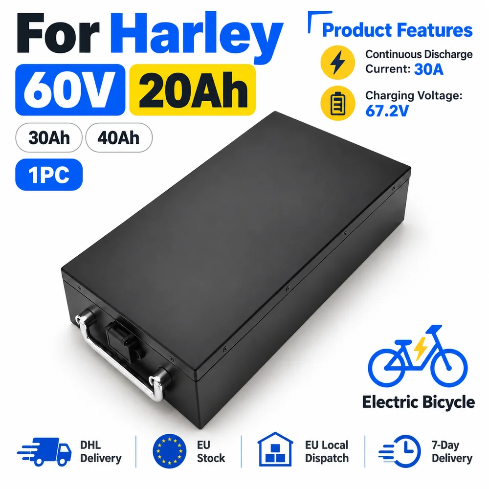 Image of 60V 20Ah 30Ah 40Ah Elektrofahrrad-Akku Typ B, Drittanbieter-kompatibler Ersatz für Harley mit 67,2V Ladeunterstützung und wählbaren Kapazitätsoptionen
