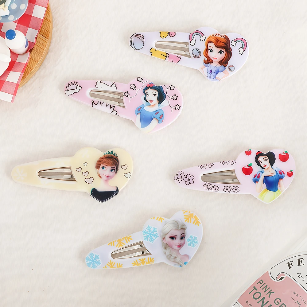 5pcs/lot Elsa Snow White Anna BB Clip Side Hair Clips Print Hair Clips Girls Snow White Elsa Headbands Hair Accessories view 3