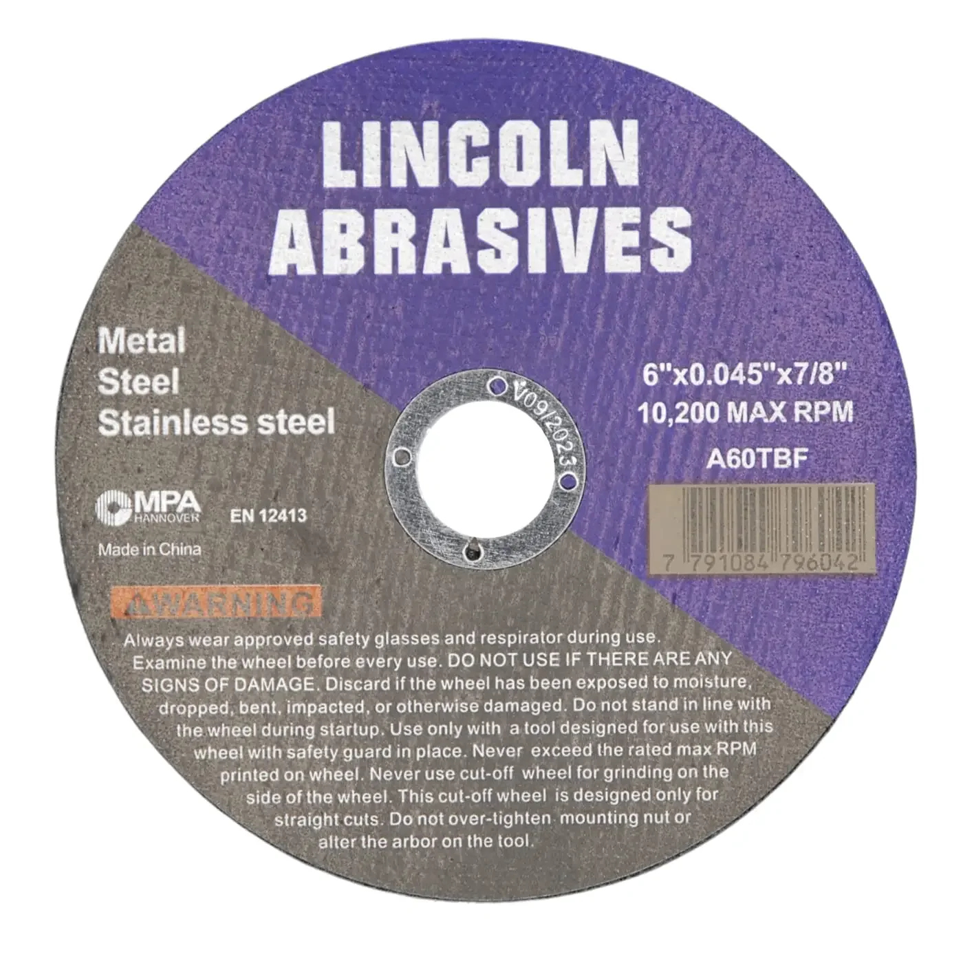 Ruote da taglio da 6" Lincoln Abrasives.045" Metallo e acciaio inossidabile