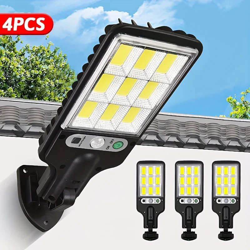 Outdoor Solar Wall Led Light with Human Body Motion Sensor 3 Modes Garden Terrace Garage Courtyard Waterproof Street Lighting