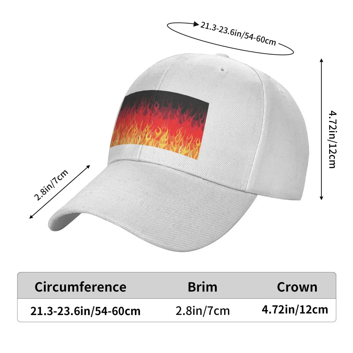 Red Hot Rod Flame On Edge Black Background Cap Fashion Casual Baseball Caps Adjustable Hat Unisex Baseball Hats Customizable