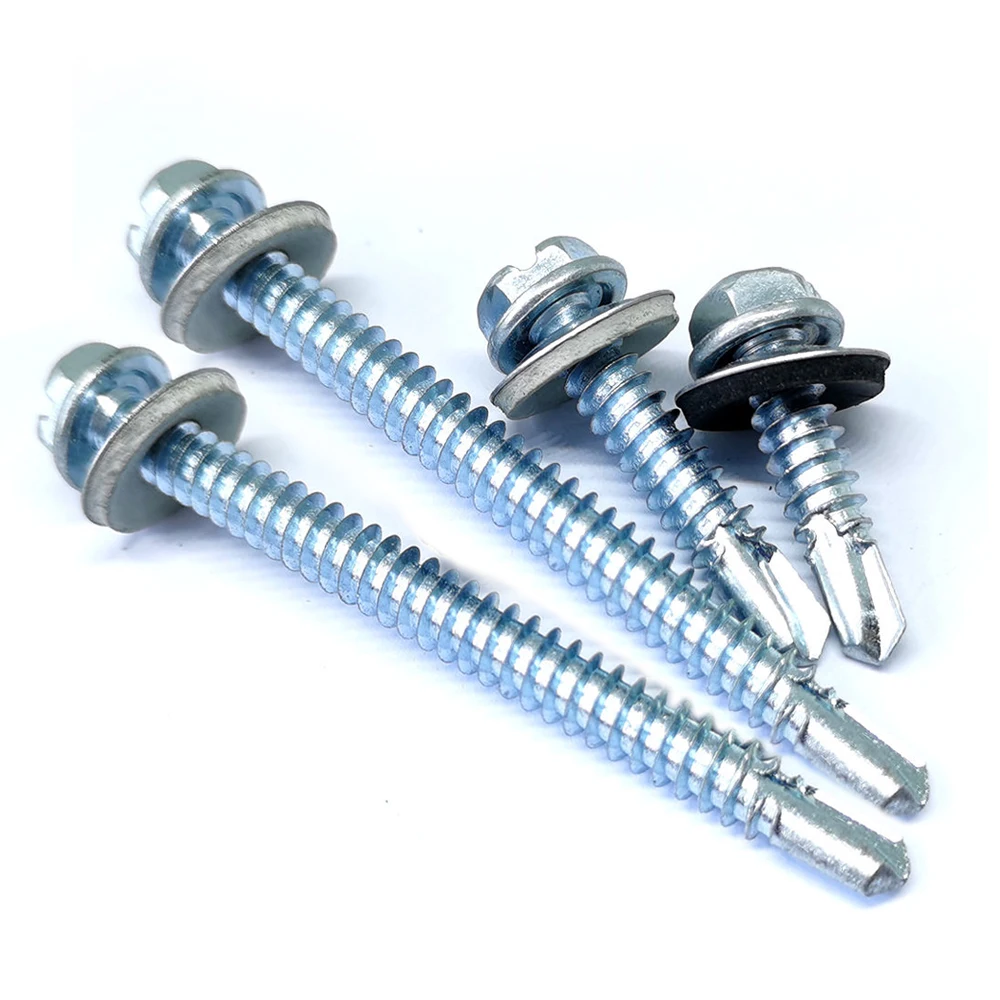 Carbon steel stainless steel hex flange head self drilling pvc roofing screw with epdm rubber washer hexagon