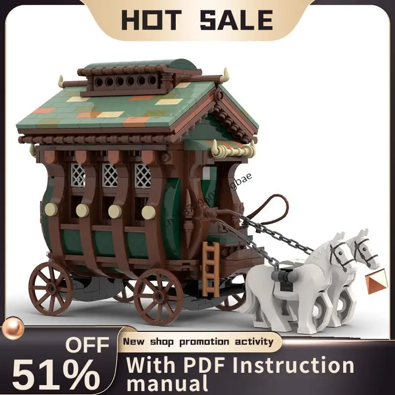 Novo 896 pçs moc europeu medieval vista de rua vagão casa castelo modelo blocos de construção diy ideias criativas crianças brinquedos presente aniversário