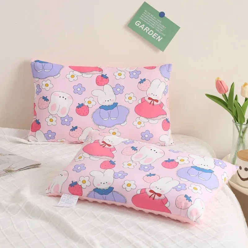 

Cotton Bean Velvet Baby Pillow Baby Comfort Pillow, 30 X50CM Cute Cartoon Print Pillow Soft Fabric Sleepping Pillows for Kids