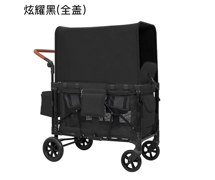 Outdoor 2-Seater Kids Wagon Stroller (with Full Canopy, Foldable, for Camping)