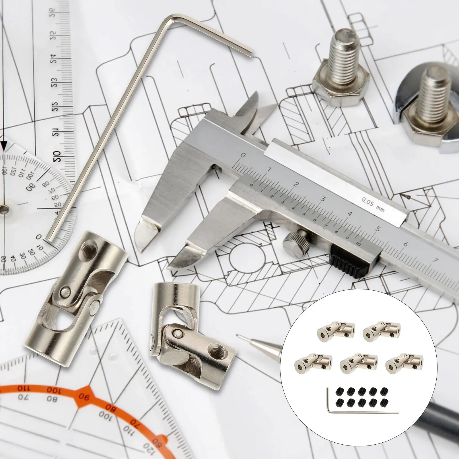 

1 set Universal Joint Coupling Set Durable Iron For Car Boat Diy Motor Connector Shaft Linkage Engine Parts Accessories