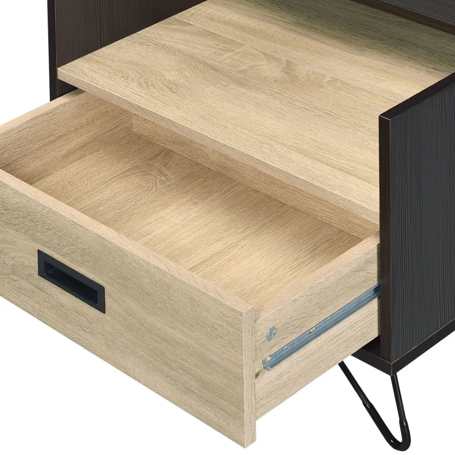 منضدة من خشب البلوط والأسود مع درج واحد #6