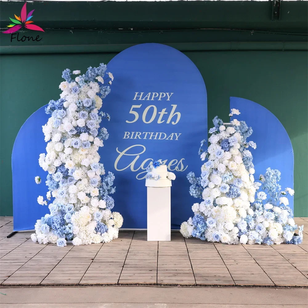 Wedding Birthday Decoration Flores Artificiales KT Board Blue White Rose Hydrangea Artificial Flower Arrangements Decor Props