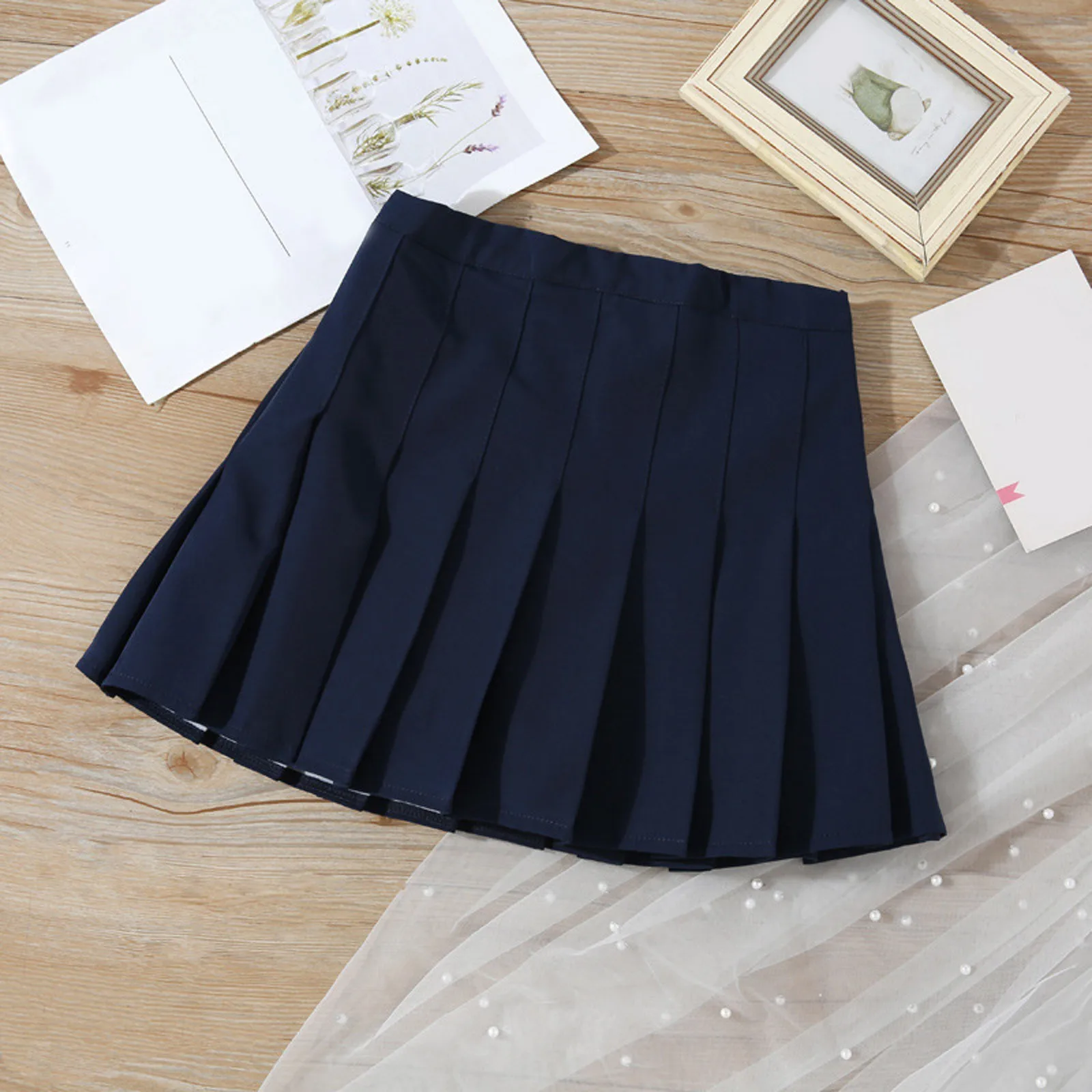 Girls Pleated Skirt with Shorts High Waist Tennis Pleated Slim Skirt Children Solid Wrinkled School Skirt Teens Uniform Clothes