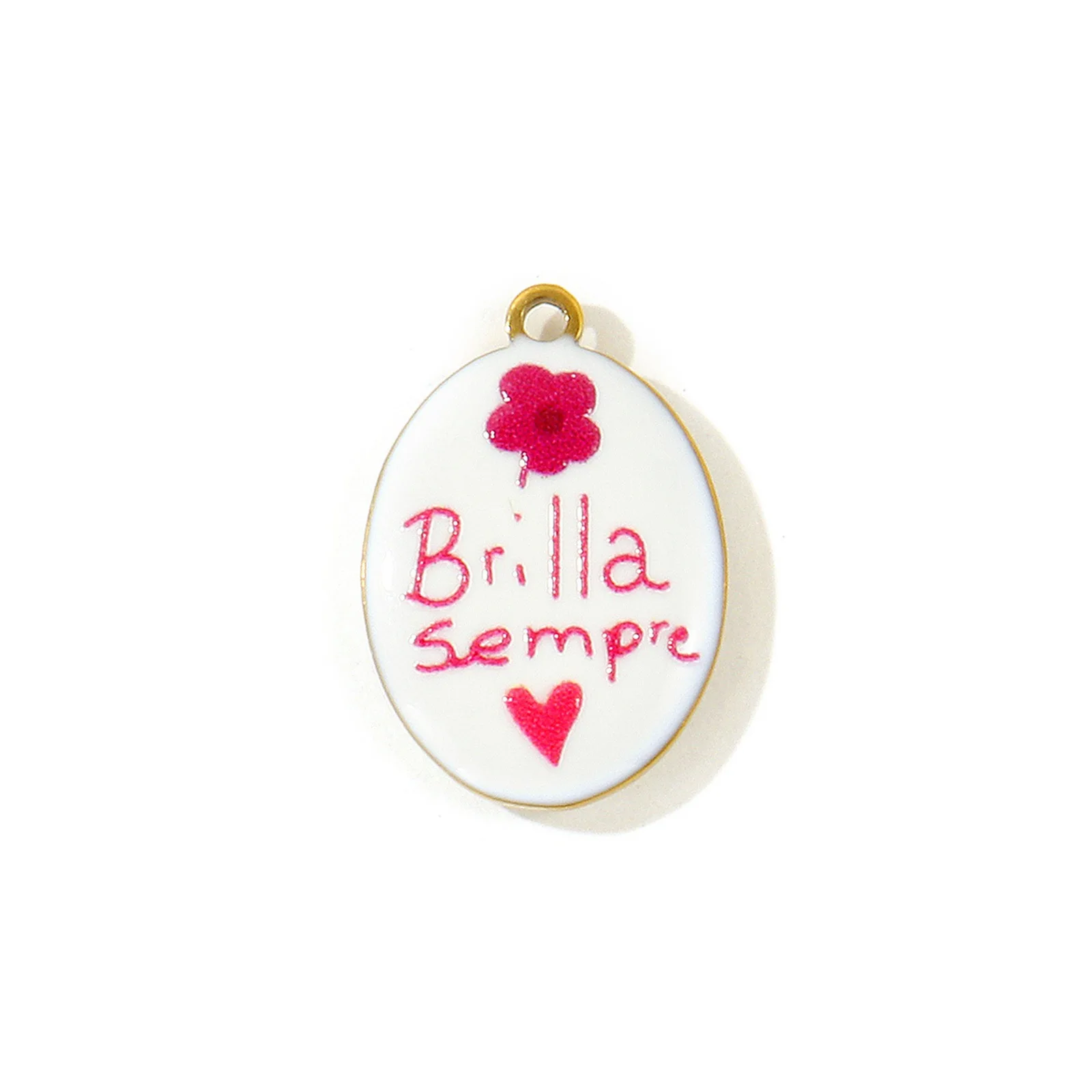 2 Stück Emaille-Anhänger mit beidseitigem Aufdruck, italienische Wörter, „Live now Shine always“, geometrisch, aus Edelstahl 304, zum Basteln. – Detail 6