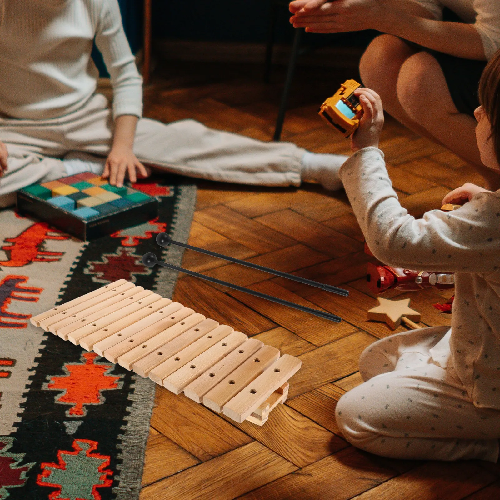 15-Tone Wooden Xylophone Set with Mallets Educational Musical Instrument Montessori Sensory Development Learning