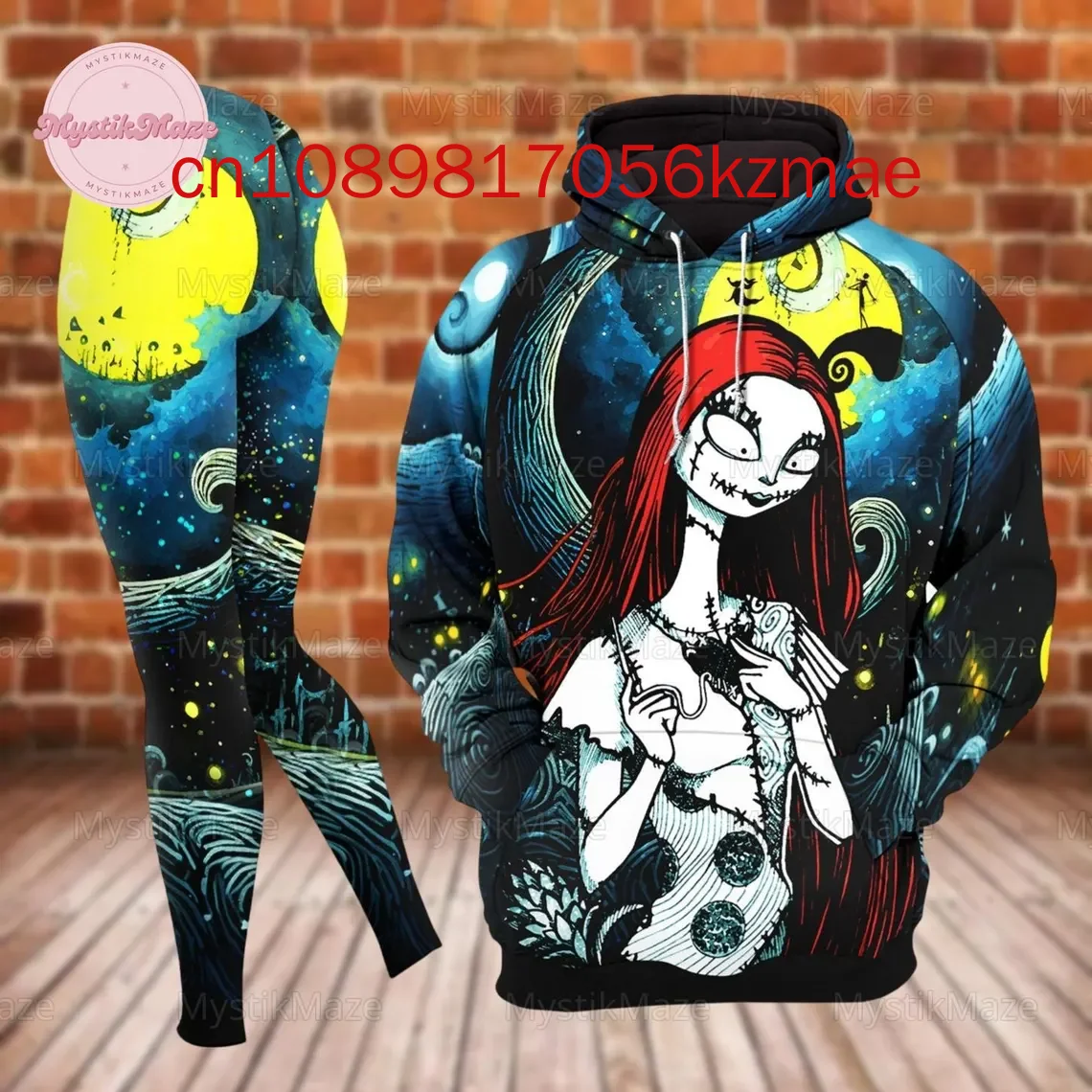 New Disney Sally Hoodie And Leggings Women\'s Custom Nightmare Before Christmas Hoodie Yoga Pants Sweatpants Fashion Sets