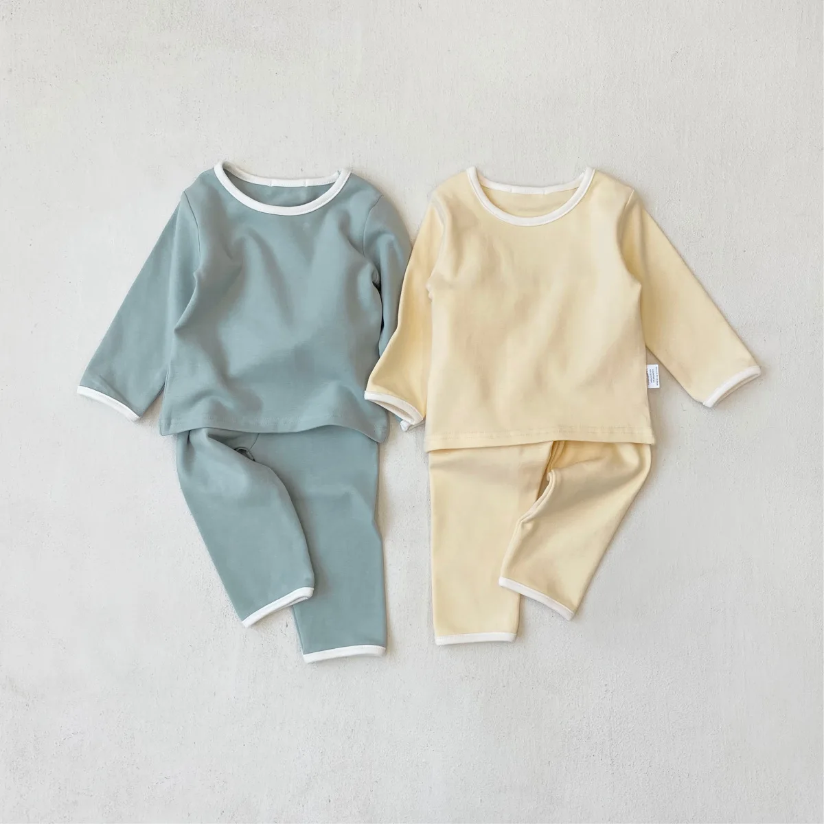 

2025 Autumn New Baby Long Sleeveless Clothes Set Kids Boys Girls Cotton Pajamas Outfits Toddler Solid Tops + Pants 2pcs Suit