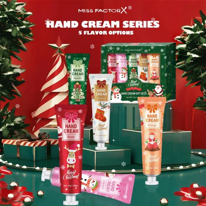 

Christmas Theme Hand Cream Set 5pcs Winter Moisturizing Nourishing Hand Care Cream Christmas Hand Lotion Gift Box