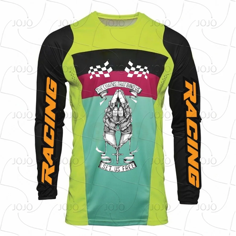売れ筋オフロードTシャツ バイク乗馬 BMX自転車乗馬 上り坂下り坂対応 速乾性 3Dプリント長袖ジャージ