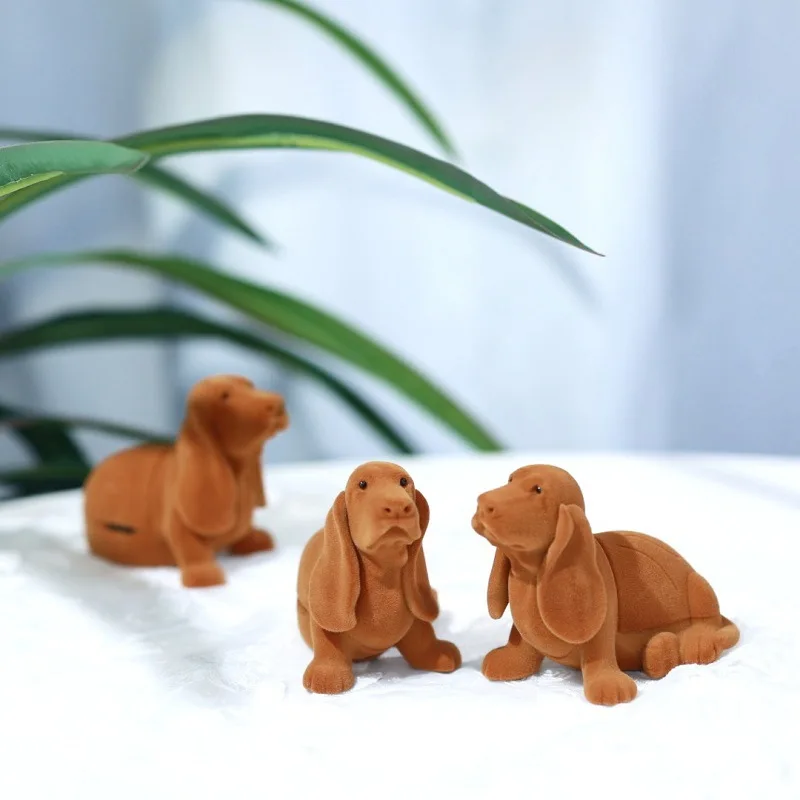 Brown Puppy Flocking Jewelry Box Cute Cartoon Jewelry Ring Box Gift Packaging Box Gift Box Decor Home Decore