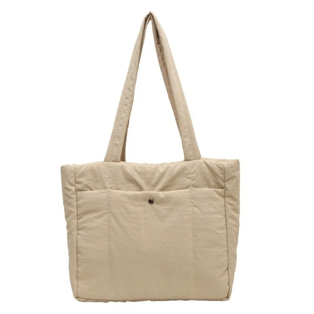 

Solid Color Lady Laptop Handbags Fashion Soft Cotton Puffer Shoulder Bag Large Capacity Top Handle Women Cloud Tote Bag Travel
