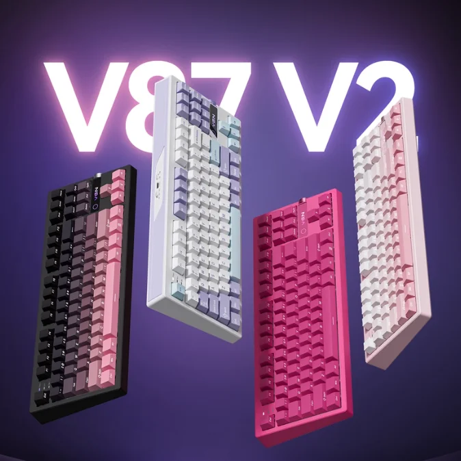VGN V87 V2 カスタムメカニカルキーボード サイドプリントキー搭載 ワイヤレスBluetooth 3モード ゲーミング・オフィス専用