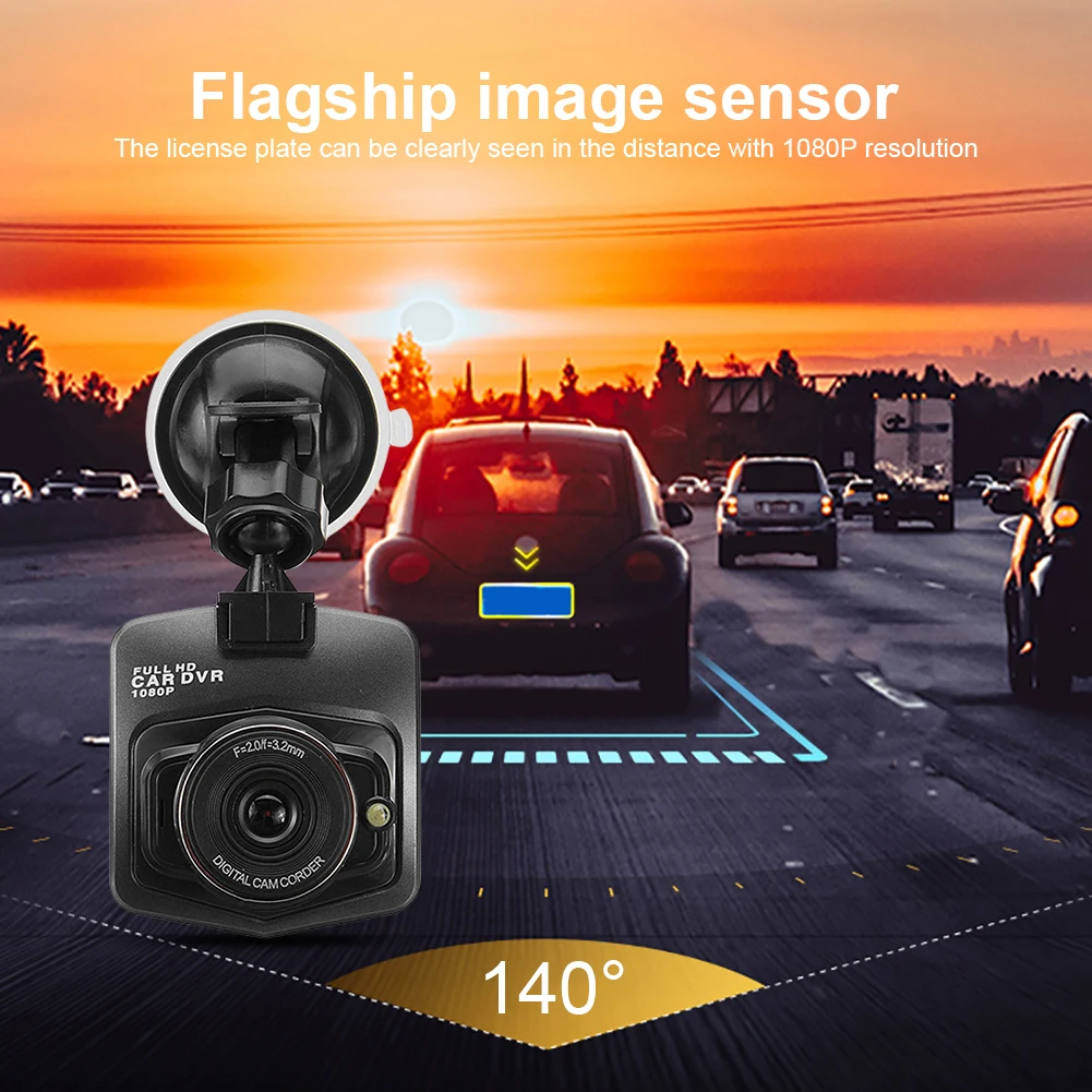 Driver Recorder Suction Cup HD 1080P Car Camcorder Night Vision 2.4 Inch LCD Screen Motion Detection G-Sensor Circle Recording