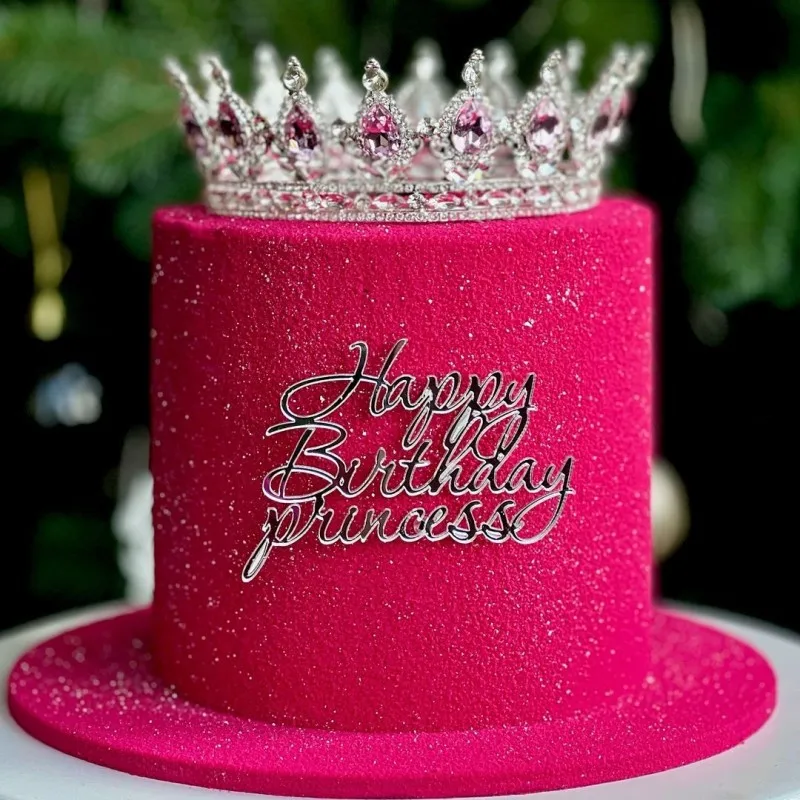 Beautiful Crystal Large Crown Cake Decoration Crown Cake Topper for Gril Birthday Party Cake Decorations