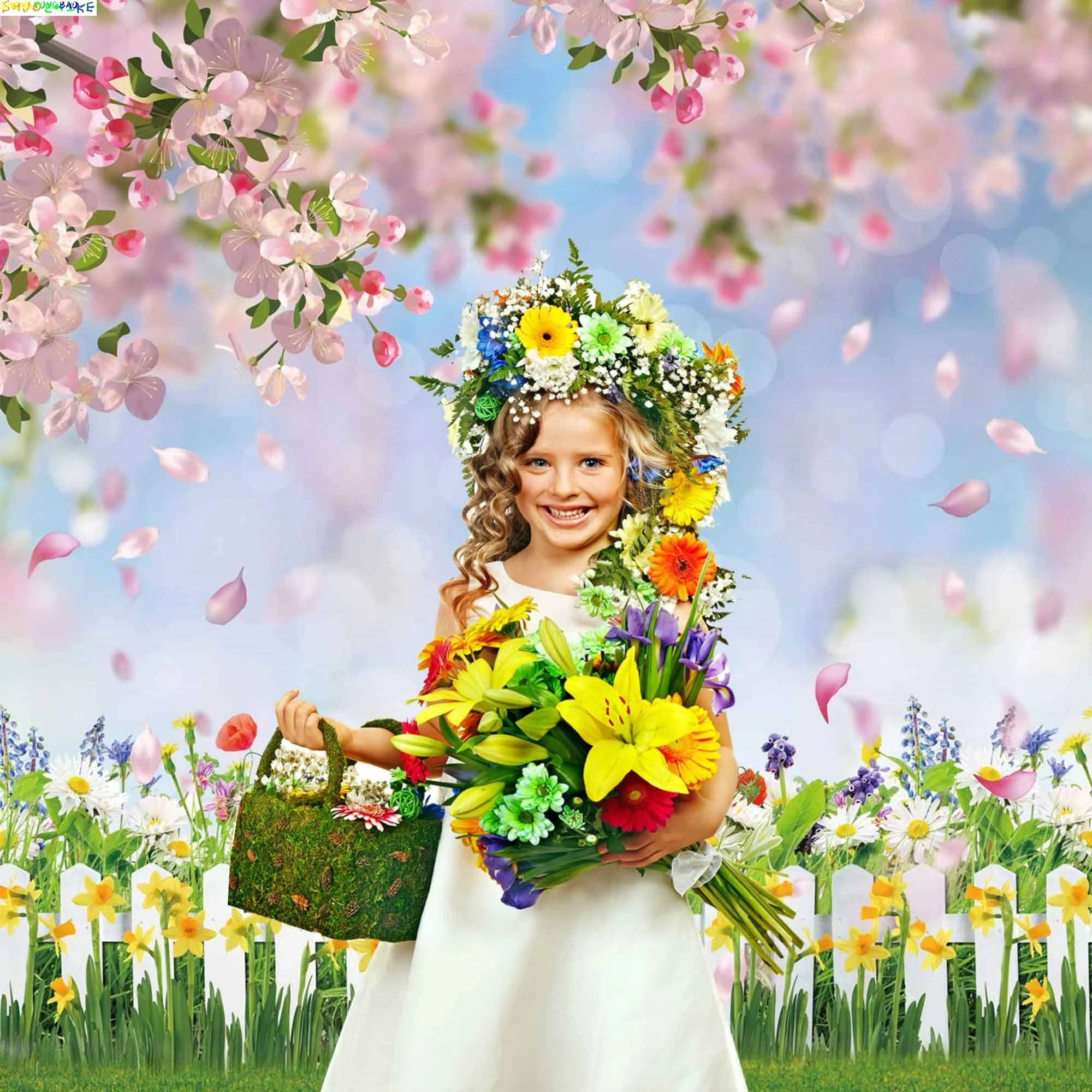 Eggs Window Door Spring Garden Happy Easter Day Photography Backdrops Props Rabbits Butterfly Flower Photo Background CS-01