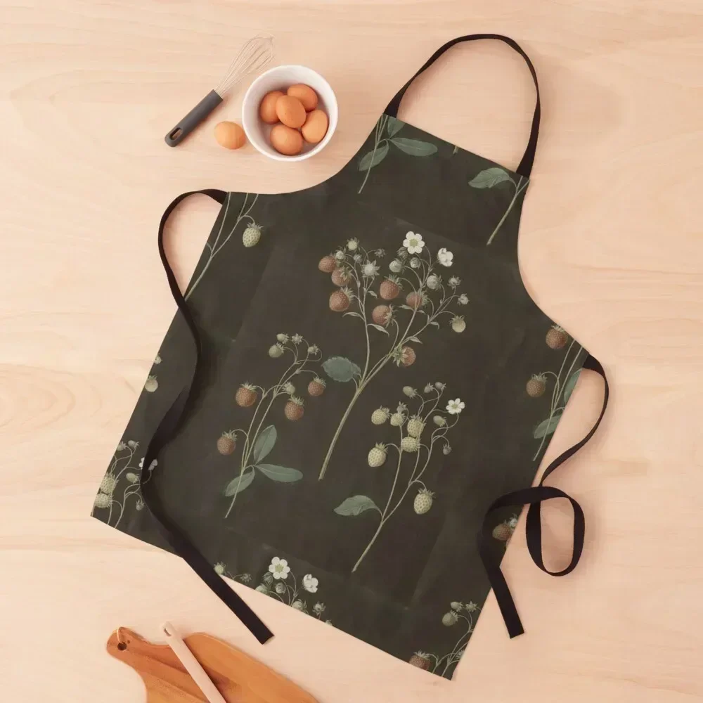 

Botanical Wild Strawberry Apron kitchen clothes for men professional hairdressing women's kitchens Kitchen on the wall Apron
