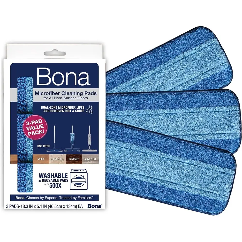 

Dual Zone Cleaning Pads - 3-Pack for Mops, Ideal for Microfiber and Hard Surfaces