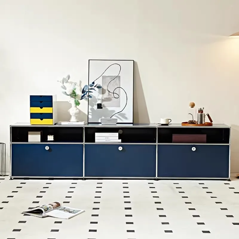 

Medieval Modular Living Room Cabinet Metal Storage Console Klein Blue Stainless Steel Cabinet TV Cabinet Customizable Furniture