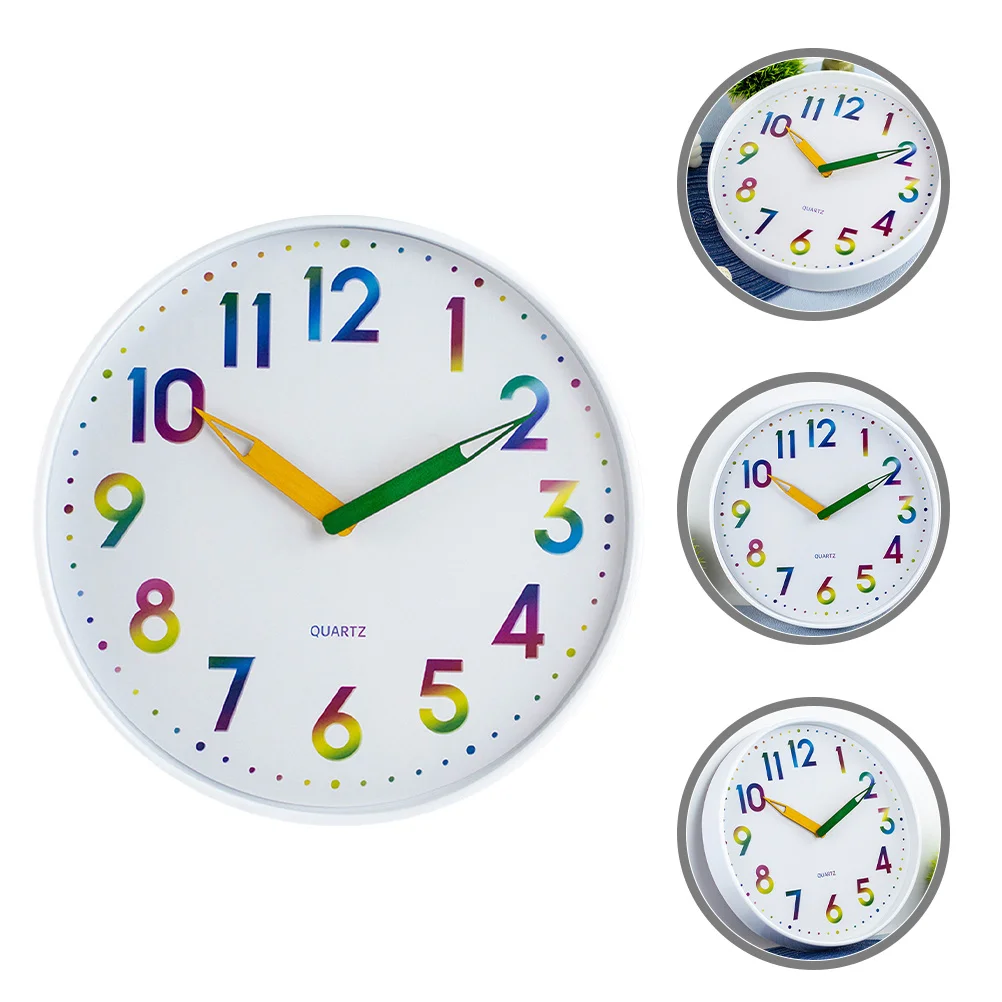 

Kids Wall Clock Silent Non-Ticking Plastic Glass Material Easy to Install Decorative Clock for Bedroom Kitchen Classroom