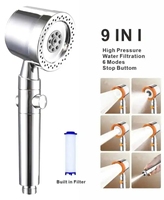 9 IN 1 Large Flow Pressure Boost Shower Head With Filter 6 Modes High Pressure Water Saving Massage Eco Portable Bathroom Shower